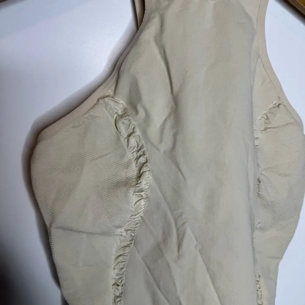 Nike Yoga Stretch Knit Cream Nude Tank Bodysuit Size Small